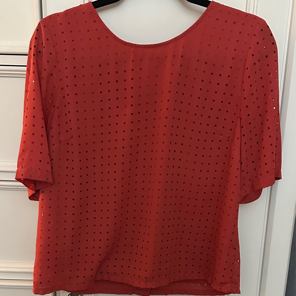 Banana Republic Red Blouse with Cutout Design